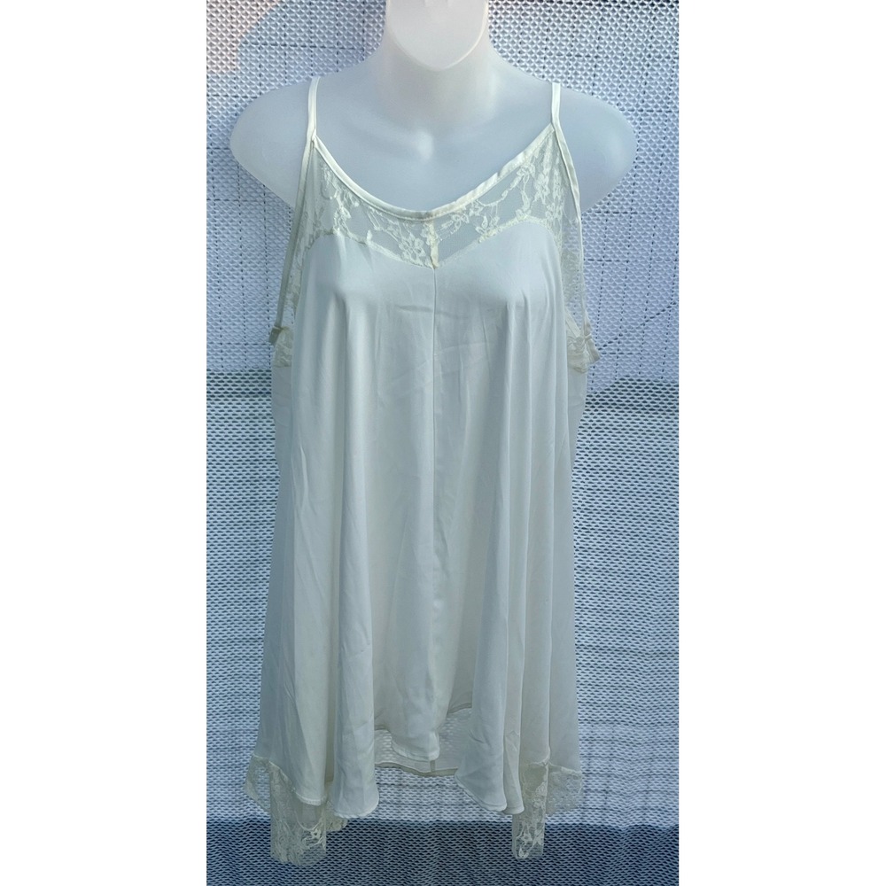 Chris & Carol Lace Trim Camisole Size L White Spaghetti Strap Boho Modern